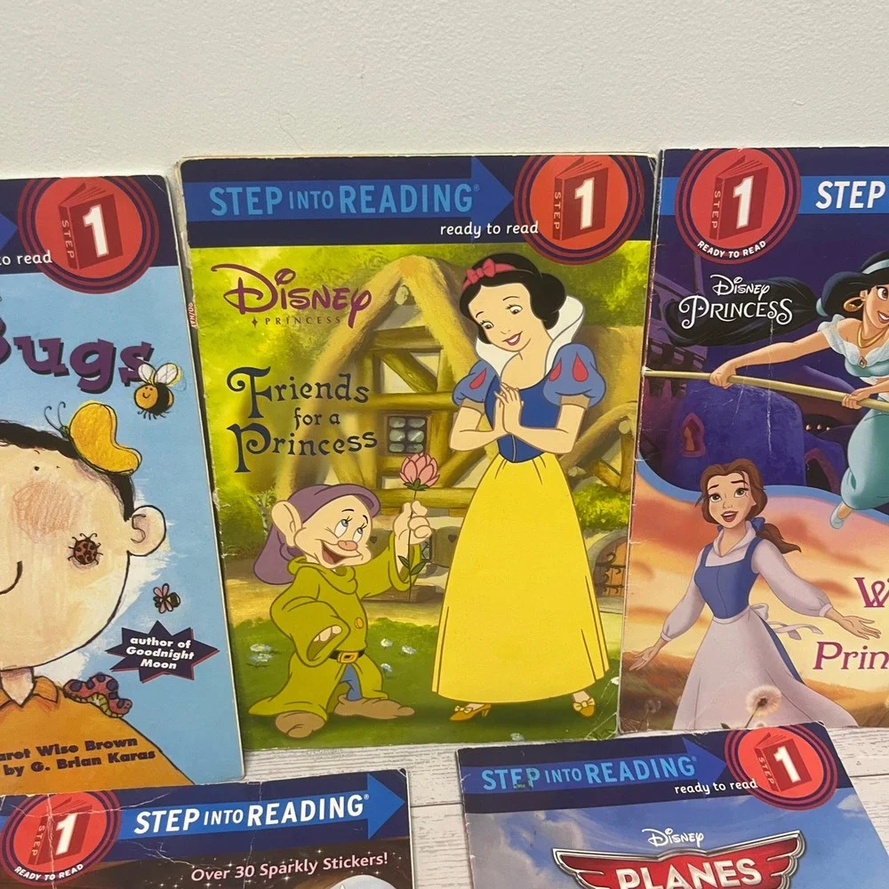 Step Into Reading Level 1 Book Lot Disney Princess Planes I Like Bugs 5 Books